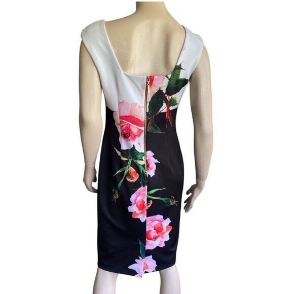 Joseph Ribkoff knee Length Floral Sheath Dress 10 - Picture 4 of 13